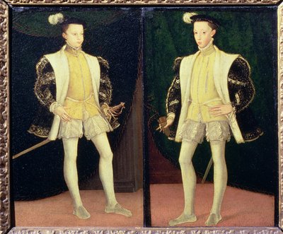 Fra venstre mod højre Frans II (1544-60) og Charles IX (1550-74) af Frankrig af Francois workshop of Clouet