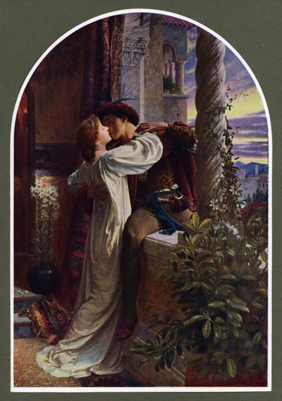 Romeo og Julie (farve litho) af Frank (after) Dicksee
