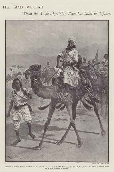 Mohammed Abdullah Hassan, den "gale mullah", somalisk religiøs og militær leder (litho) af Frank (after) Feller
