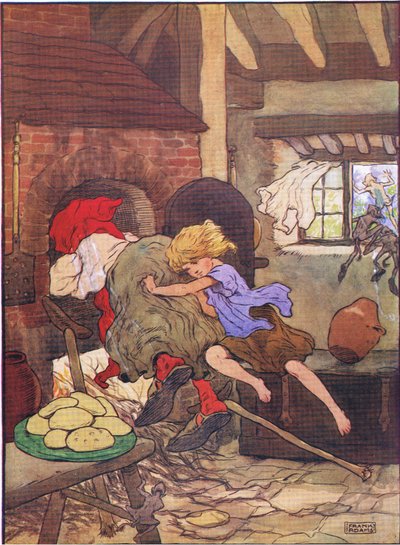 Gretel skubbede hende hurtigt i ovnen, fra Hansel and Gretel udgivet af Blackie & Son Limited, ca. 1940 af Frank Adams