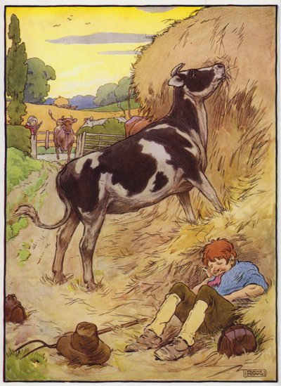 Illustration til Old Dame Trot And Her Pig (farve litho) af Frank Adams