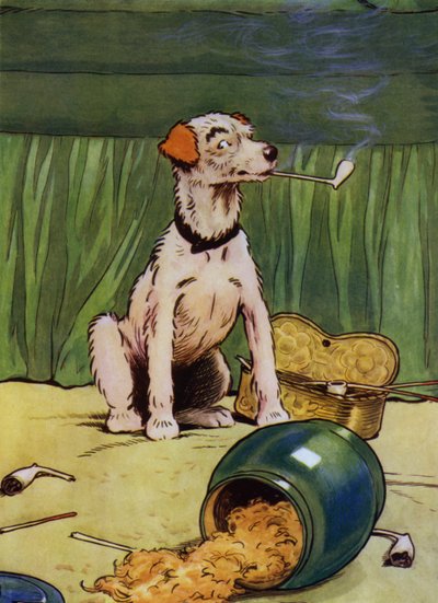 Illustration til Old Mother Hubbard (farve litho) af Frank Adams