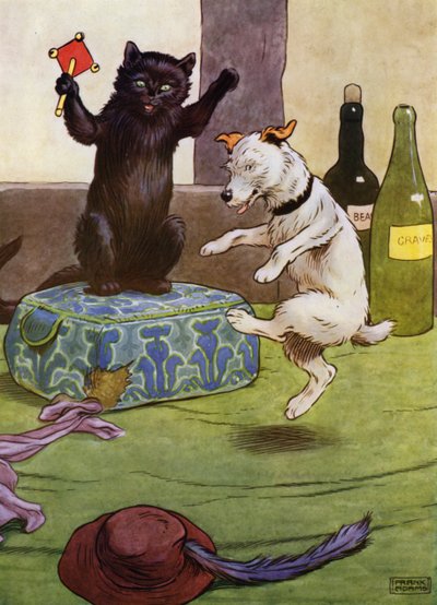 Illustration til Old Mother Hubbard (farve litho) af Frank Adams