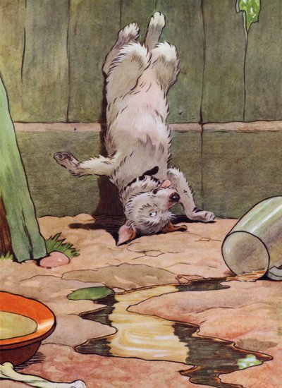 Illustration til Old Mother Hubbard (farve litho) af Frank Adams