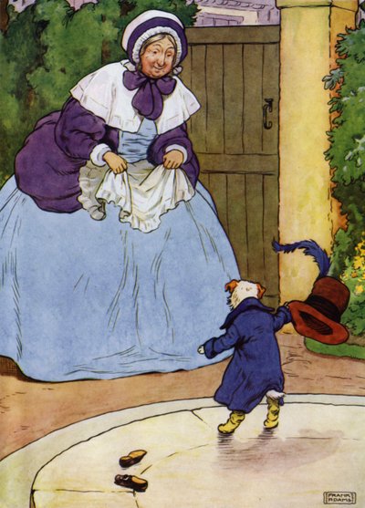 Illustration til Old Mother Hubbard (farve litho) af Frank Adams