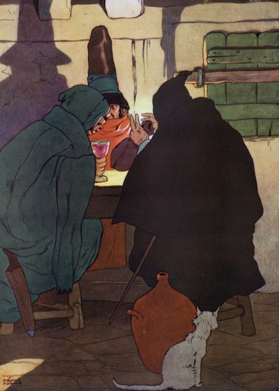 Illustration til The Babes in the Wood (farve litho) af Frank Adams