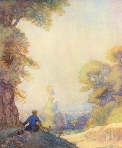 Illustration til The Scholar-Gipsy af Matthew Arnold (farve litho) af Frank Adams