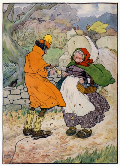 Illustration til historien om Tom Piberens søn (farve litho) af Frank Adams