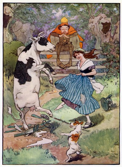 Illustration til historien om Tom Piberens søn (farve litho) af Frank Adams
