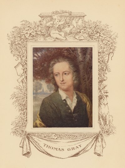 Portræt af digteren Thomas Gray (farvelitografi) af Frank Adams