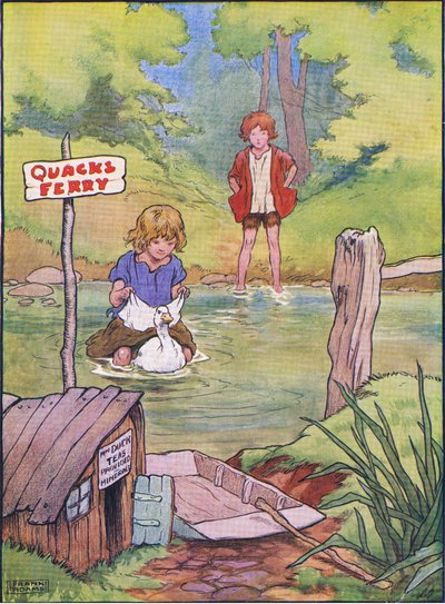 Anden overtog dem en ad gangen på hendes ryg, fra Hansel and Gretel udgivet af Blackie & Son Limited, ca. 1940 af Frank Adams
