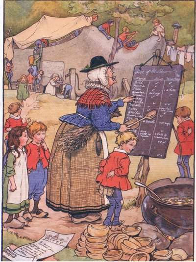 Den gamle kvinde, der boede i en sko (farve litho) af Frank Adams