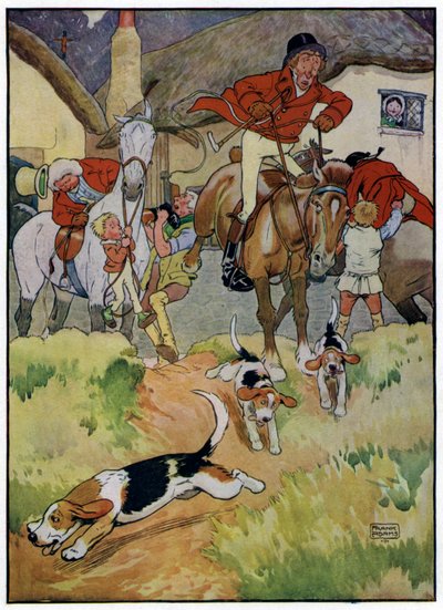 Three Jolly Huntsmen (farvelitografi) af Frank Adams