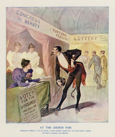 Ved kirkefesten (farvelitografi) af Frank Beard