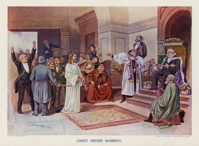 Kristus foran Mammon (farvelitografi) af Frank Beard