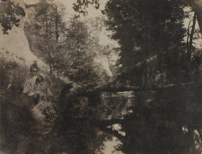Landskab med siddende figur på vandløbsbredden, ca. 1856. af Frank Chauvassaignes