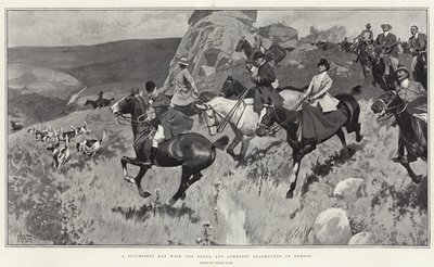 En vellykket dag med Devon og Somerset Staghounds på Exmoor (litho) af Frank Craig