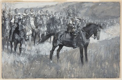 Cromwell og hans mænd synger den 117. salme i slaget ved Dunbar af Frank Craig