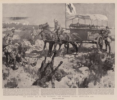 For hurtig hjælp til de sårede, Manders Flying Ambulance Car (litho) af Frank Craig