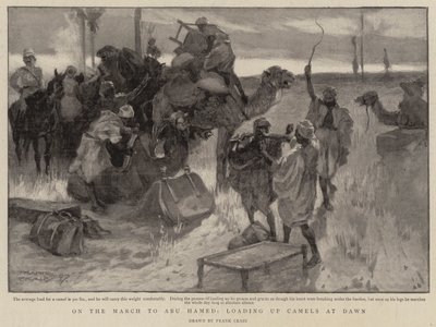 På march til Abu Hamed, pålæsning af kameler ved daggry af Frank Craig
