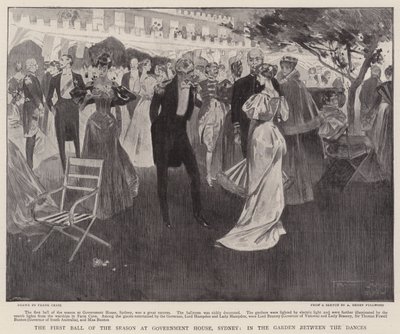 Sæsonens første bal i Government House, Sydney, i haven mellem dansene af Frank Craig