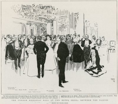 Gordon Memorial Ball på Hotel Cecil, mellem dansene (litho) af Frank Craig