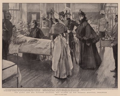 Dronningen og hendes sårede soldater, Hendes Majestæt på Herbert Hospital, Woolwich af Frank Craig