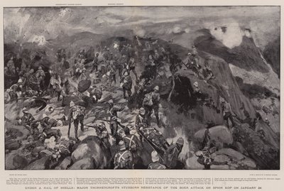 Under en haglbyge af granater, major Thorneycrofts stædige modstand mod boerangrebet på Spion Kop den 24. januar af Frank Craig