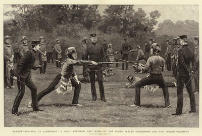 Bajonetkamp i Aldershot, en kamp mellem hold fra South Wales Borderers og Welsh Regiment af Frank Dadd