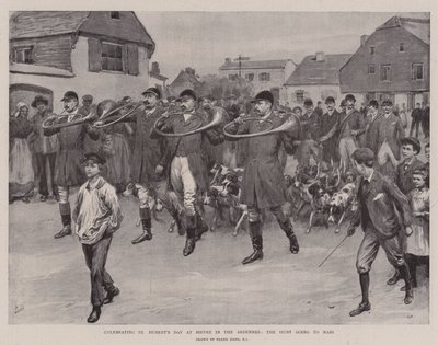 Fejring af Sankt Huberts dag i Bievre i Ardennerne, Jagten går til messe af Frank Dadd