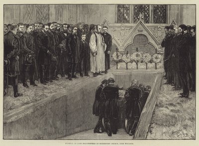 Lord Beaconsfields begravelse i Hughenden Church, High Wycombe af Frank Dadd