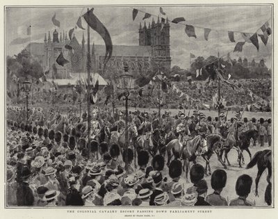 Colonial Cavalry Escort passerer ned ad Parliament Street af Frank Dadd