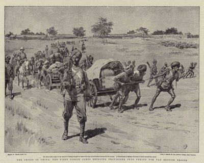 Krisen i Kina, First Coolie Corps, der bringer proviant til Peking til de britiske tropper af Frank Dadd