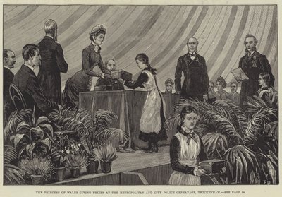 Prinsessen af Wales giver priser på Metropolitan and City Police Orphanage, Twickenham af Frank Dadd