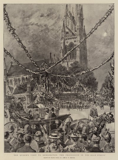 Dronningens besøg i Kensington, processionen i High Street af Frank Dadd