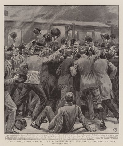 Sirdarens hjemkomst, den for entusiastiske velkomst på Victoria Station af Frank Dadd