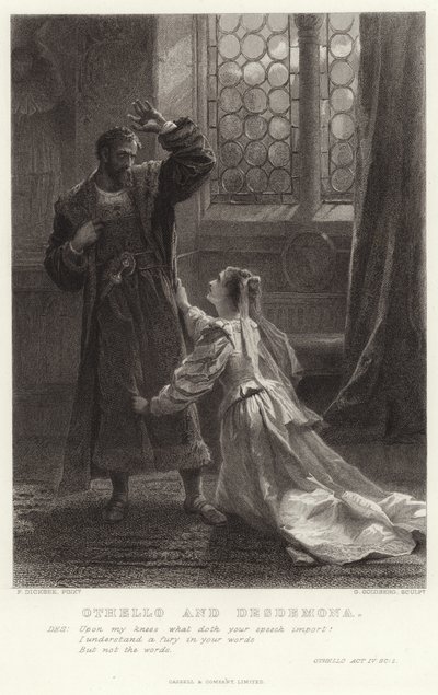 Othello og Desdemona, Othello, akt IV, Sc 2 af Frank Dicksee