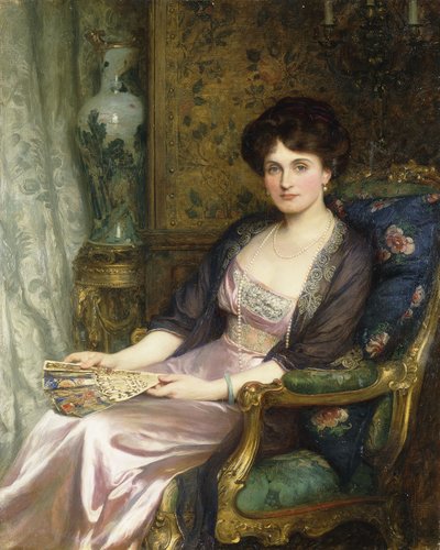 Portræt af en dame, der siges at være kunstnerens kone, 1911 af Frank Dicksee