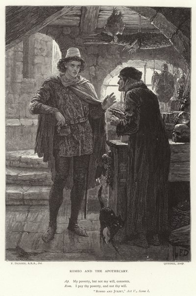 Romeo og apotekeren, Romeo og Julie, 5. akt, scene I af Frank Dicksee