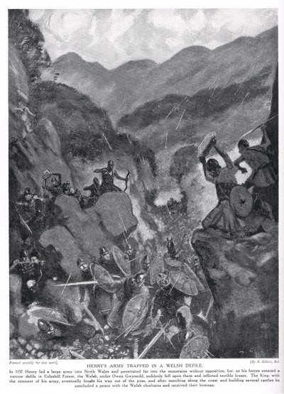 Henrys hær fanget i en walisisk slugte, 1920
