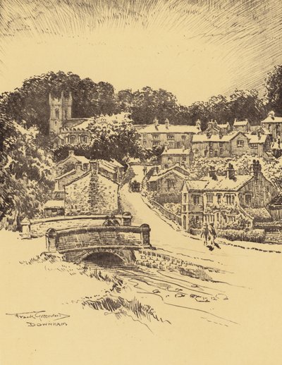 Downham Village (litografi) af Frank Greenwood