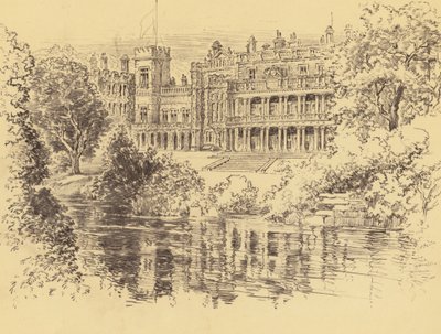 Knowsley Hall (litografi) af Frank Greenwood