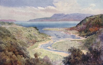 New Zealand: Lake og Mount Tarawera (farvelitografi) af Frank H Wright