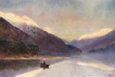 New Zealand: North Fiord, Lake Te-Anau (farvelitografi) af Frank H Wright