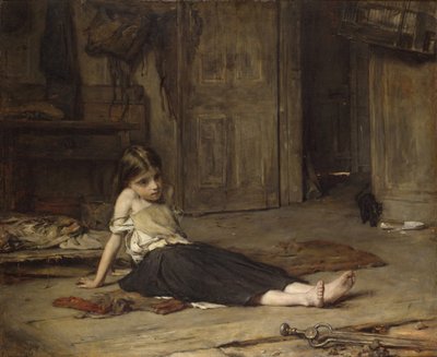 Pige ved ilden, 1867 af Frank Holl