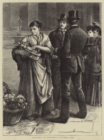 Skitser i London, en blomsterpige af Frank Holl