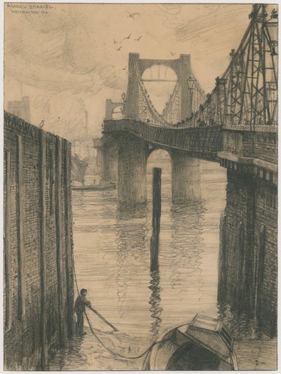 Chelsea Suspension Bridge (gravering) af Frank Lewis Emanuel