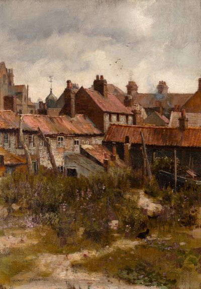 Downalong, St Ives (olie på panel) af Frank Lewis Emanuel