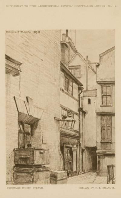 Exchange Court on the Strand (gravering) af Frank Lewis Emanuel