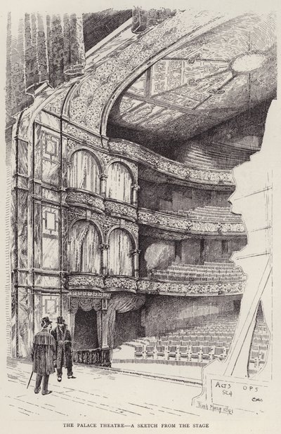 Interiør af Palace Theatre, London (litho) af Frank Murray
